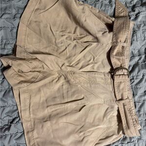 LOFT Beige High-Rise Shorts with Belt